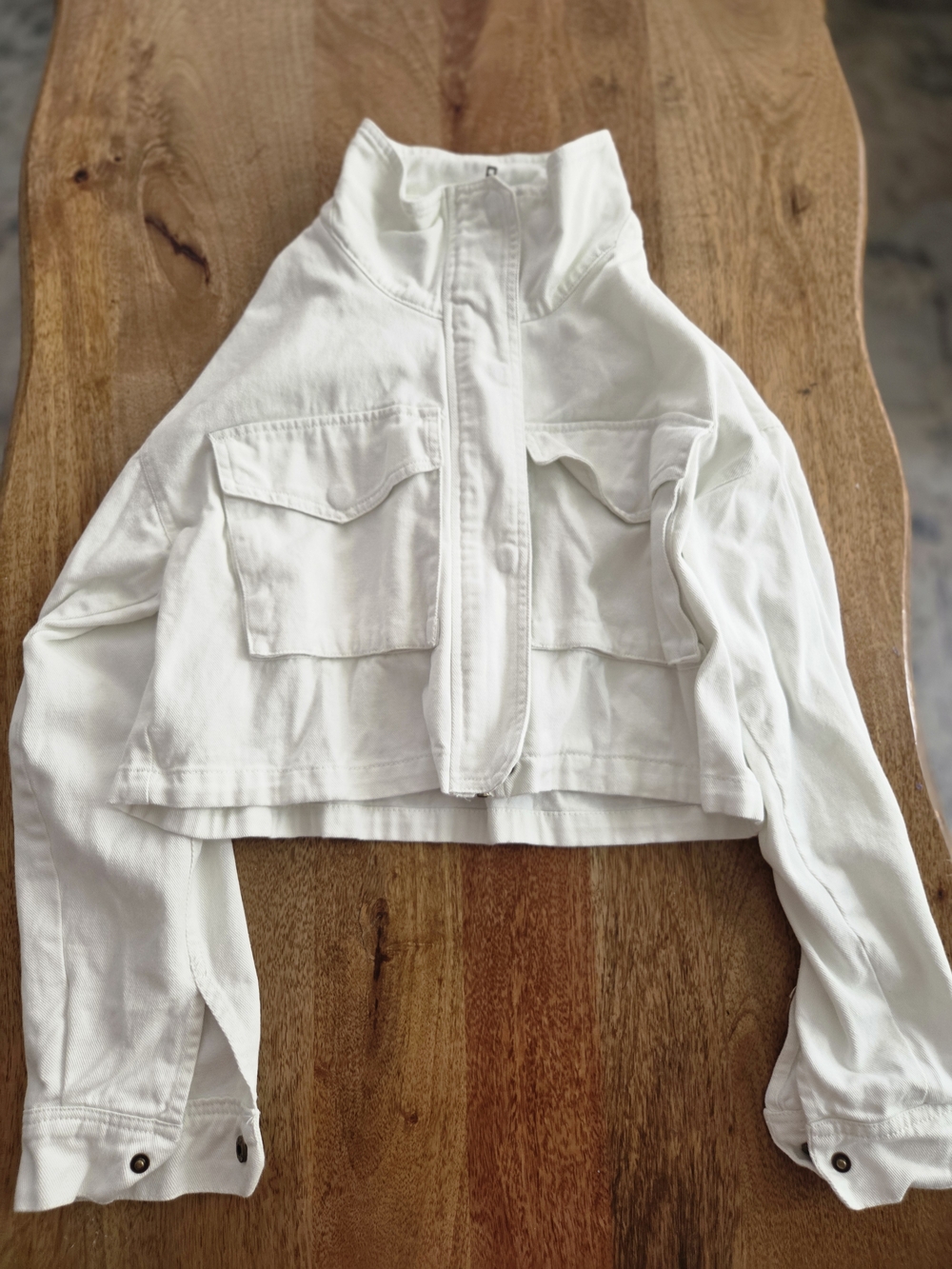 Sweethearts 100% Cotton Women's White Cropped Utility Jacket